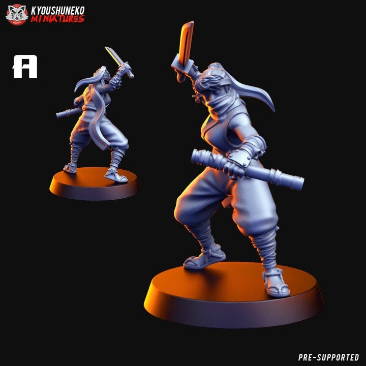 Ninjas | Resin 3D Printed Miniatures | Kyoushuneko | Table Top Gaming | RPG | D&D | Pathfinder