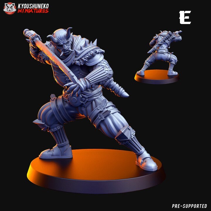 Japanese Oni | 6x Options | Big Resin 3D Printed Miniatures | Kyoushuneko | Table Top Gaming | RPG | D&D | Pathfinder