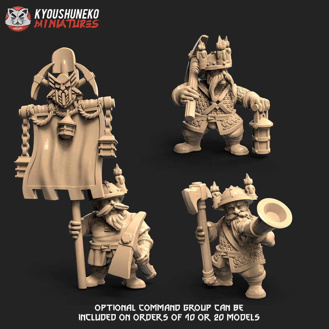Dwarf Miner Units | Resin 3D Printed Miniatures | Kyoushuneko | Table Top Gaming | RPG | D&D | Pathfinder