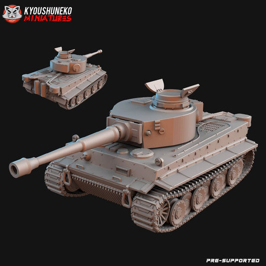 WW2 German Tiger Tank | Resin 3D Printed Miniature | Kyoushuneko
