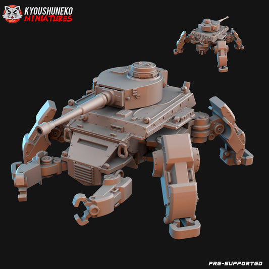 Dieselpunk WW2 German Tiger Tank Mech | Resin 3D Printed Miniature | Kyoushuneko