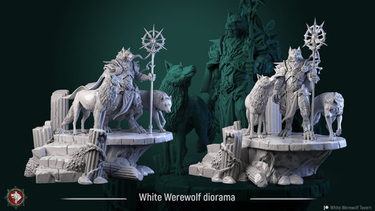 White Werewolf | Multiple Scales | Resin 3D Printed Miniature | White Werewolf Tavern