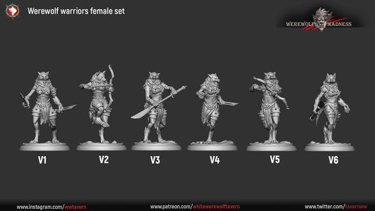 Werewolf Warriors - Females | Resin 3D Printed Miniature | White Werewolf Tavern