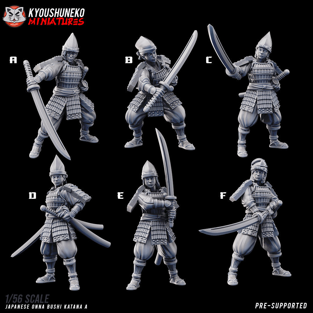 Japanese Female Samurai | Onna Bushi Katana | Resin 3D Printed Miniatures | Kyoushuneko | Table Top Gaming | RPG | D&D | Pathfinder