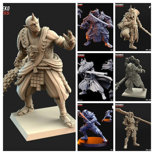 Japanese Oni | 6x Options | Big Resin 3D Printed Miniatures | Kyoushuneko | Table Top Gaming | RPG | D&D | Pathfinder