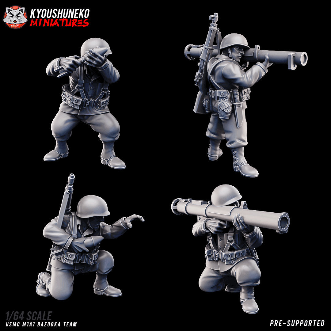 WW2 USMC M1/M9 Bazooka Team | Resin 3D Printed Miniature | Kyoushuneko