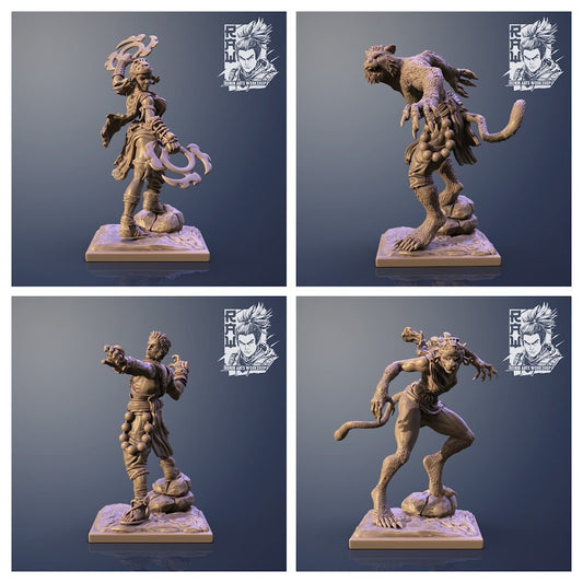Feline Shapeshifters | Lions, Panthers | Resin 3D Print | Ronin Arts Workshop