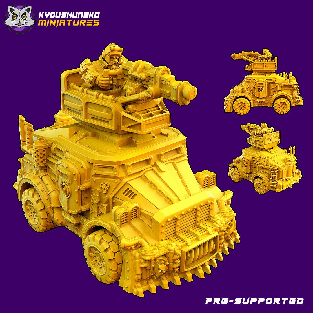 Armored Dwarf Miner Truck | Space Dwarfs / Squats / League of Votann | Resin 3D Printed Miniature | Kyoushuneko