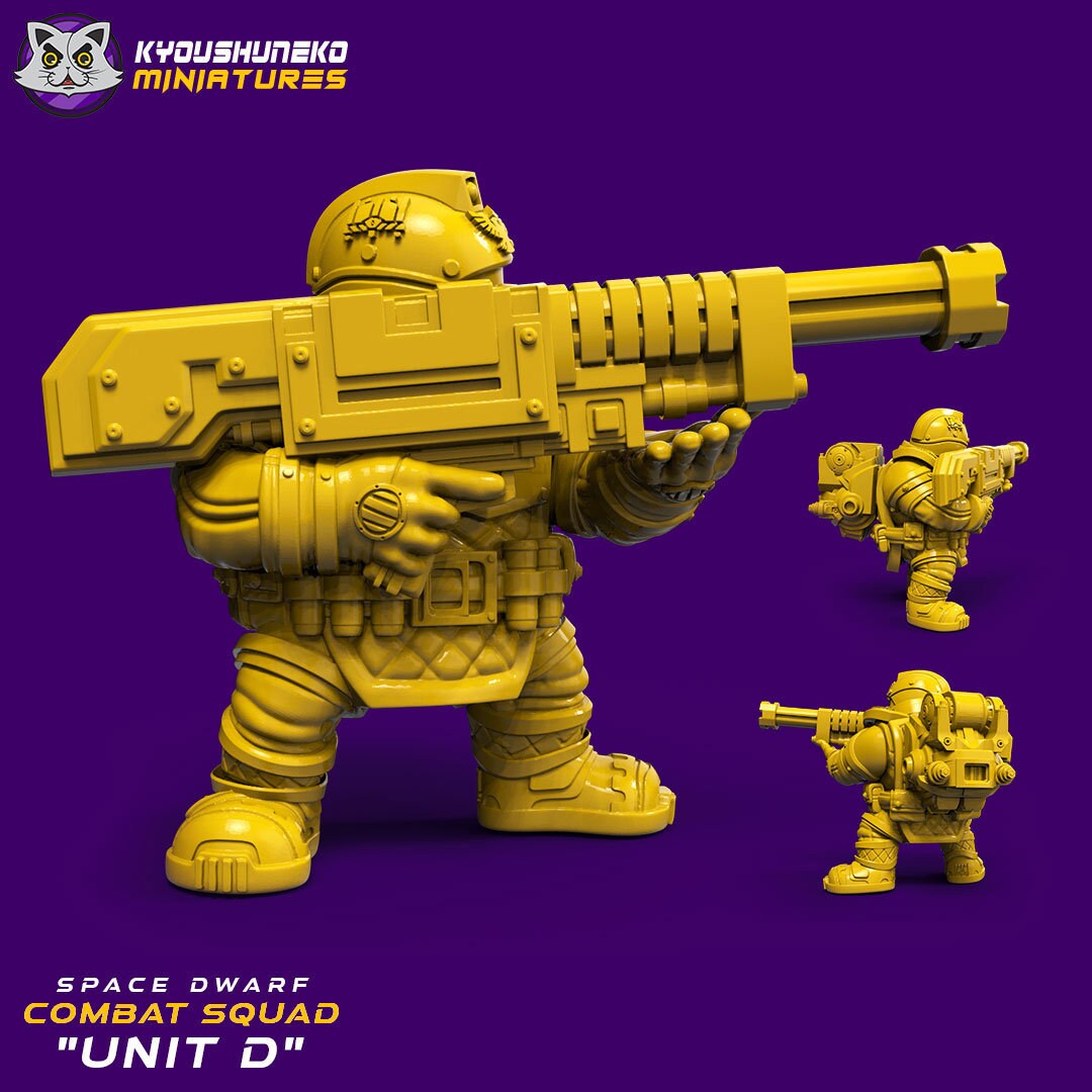 Combat Squad  | Space Dwarfs / Squats / League of Votann | Resin 3D Printed Miniature | Kyoushuneko