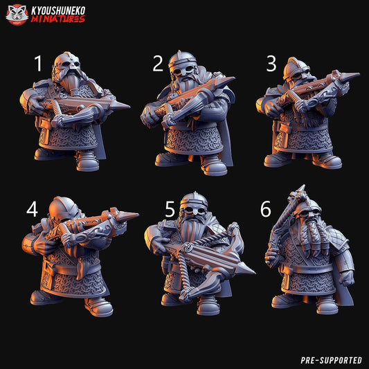 Dwarf Quarrellers | Crossbowmen | Resin 3D Printed Miniatures | Kyoushuneko | Table Top Gaming | RPG | D&D | Pathfinder