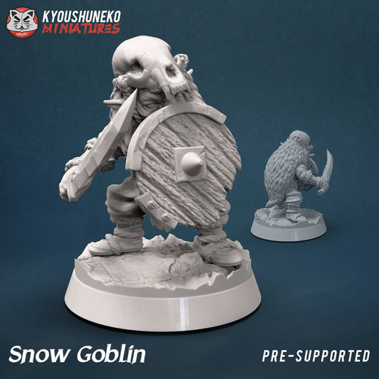 Snow Goblin Warrior | Resin 3D Printed Miniatures | Kyoushuneko | Table Top Gaming | RPG | D&D | Pathfinder