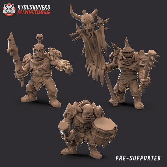 Black Orc Command Group | Resin 3D Printed Miniatures | Kyoushuneko | Table Top Gaming | RPG | D&D | Pathfinder