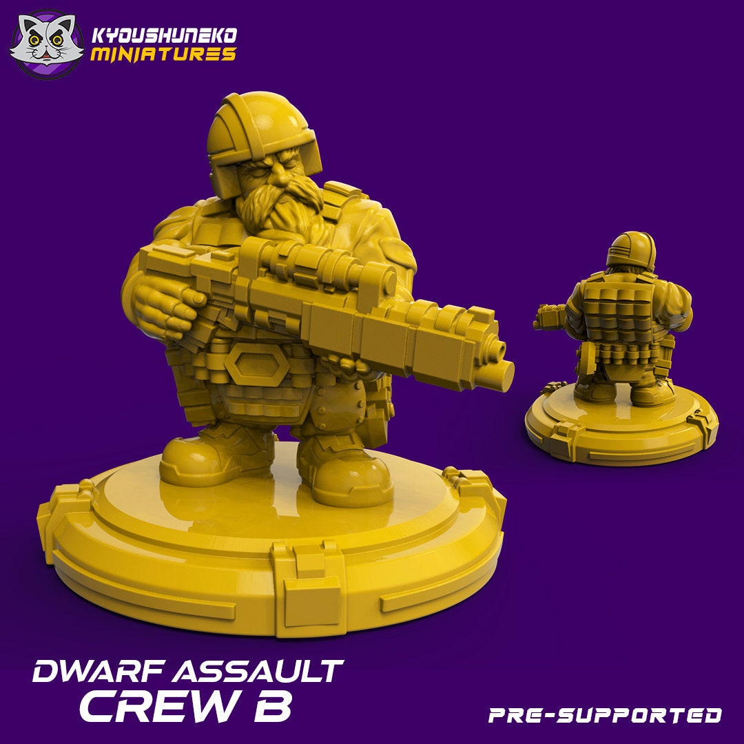 Assault Team | Space Dwarfs / Squats / League of Votann | Resin 3D Printed Miniature | Kyoushuneko