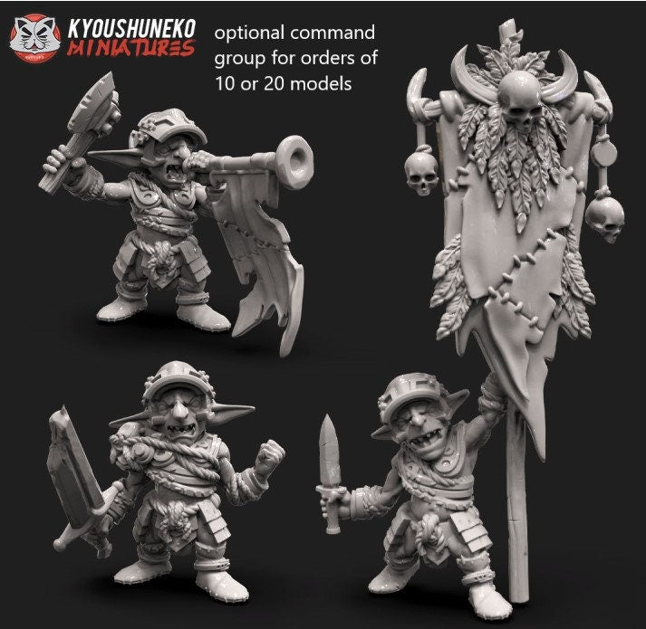 Goblin Archers | Resin 3D Printed Miniatures | Kyoushuneko | Table Top Gaming | RPG | D&D | Pathfinder
