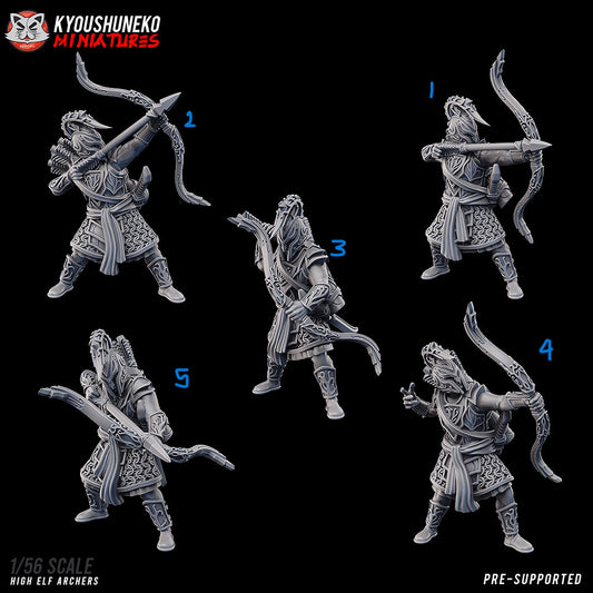 High Elf Archers | Resin 3D Printed Miniatures | Kyoushuneko | Table Top Gaming | RPG | D&D | Pathfinder