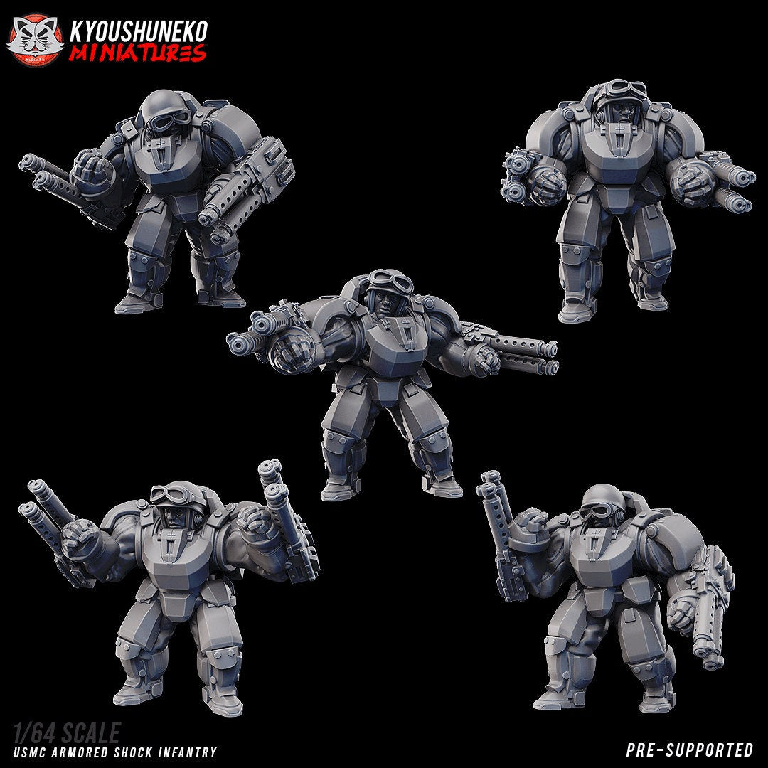 WW2 Dieselpunk USMC Armored Shock Infantry | Resin 3D Printed Miniatures | Kyoushuneko