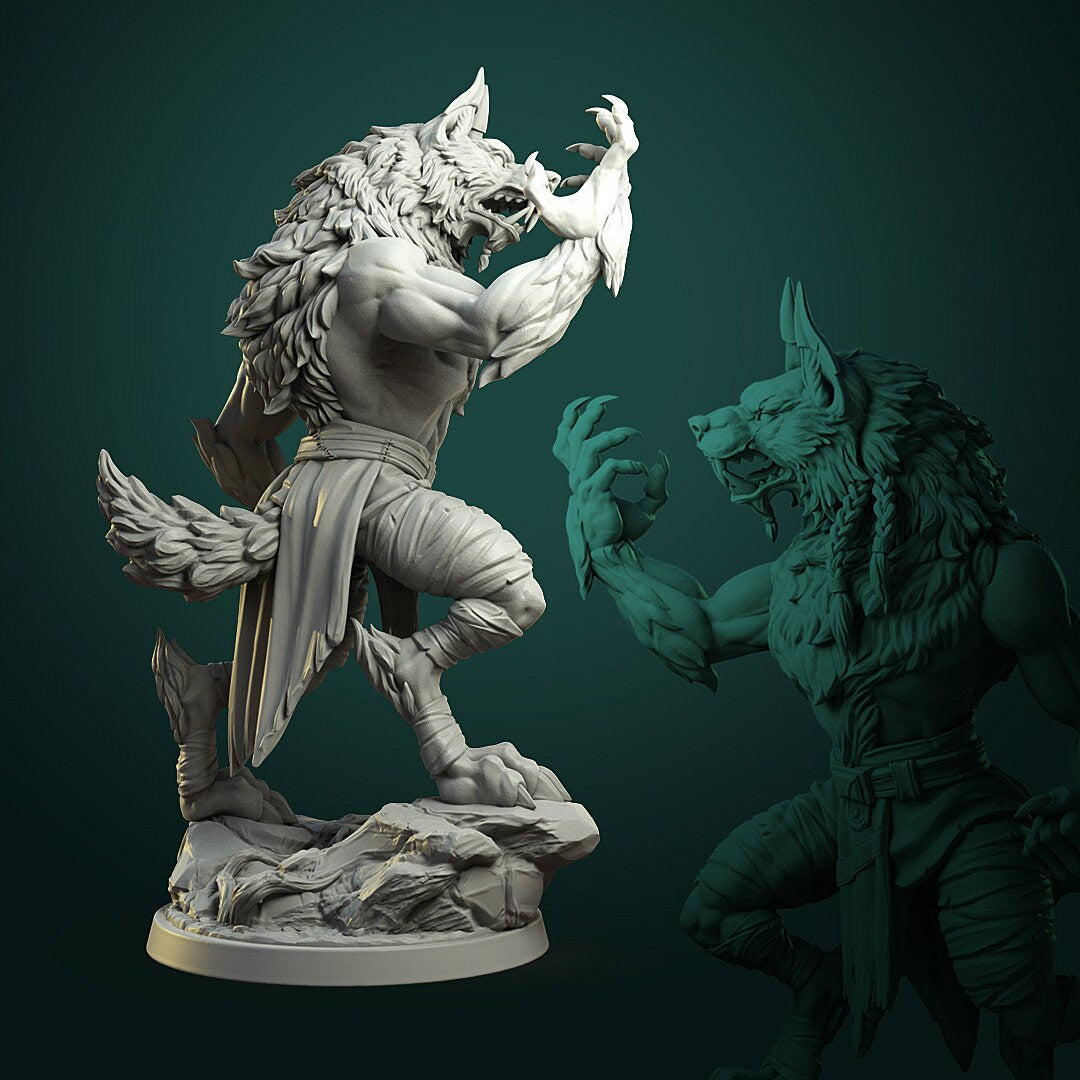 Karrash the Forest Shadow | Werewolf | Resin 3D Printed Miniature | White Werewolf Tavern