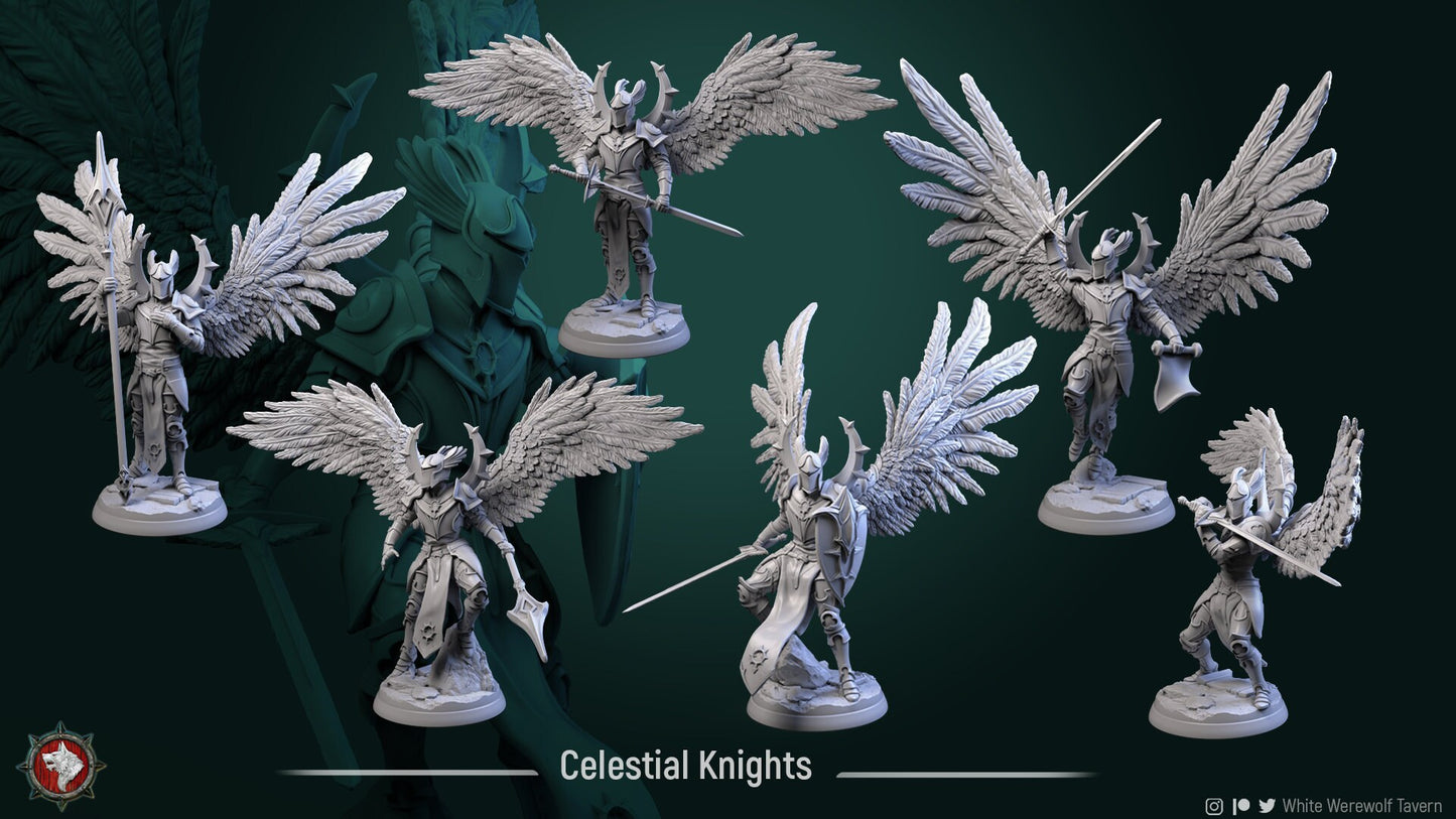 Celestial Knights | Multiple Scales | Resin 3D Printed Miniature | White Werewolf Tavern