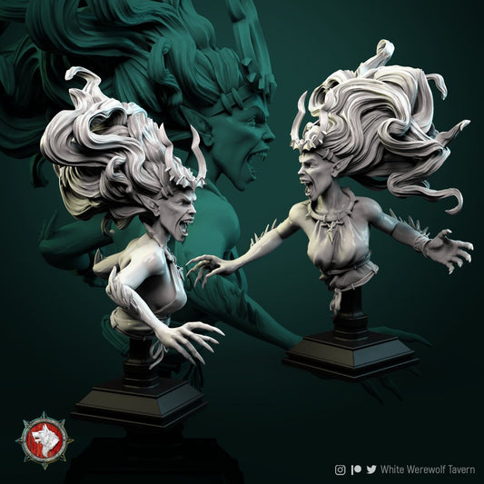 Mad Gallarta / Female Vampire | Bust | Resin 3D Printed Miniature | White Werewolf Tavern