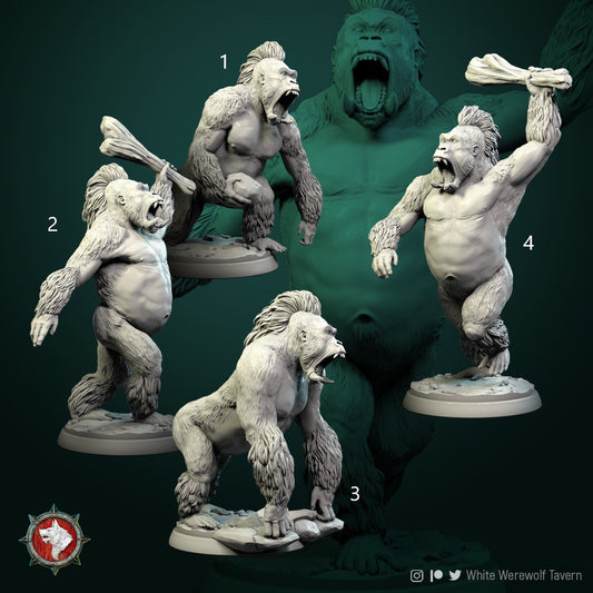 Crushing Gorillas | Resin 3D Printed Miniature | White Werewolf Tavern | RPG | D&D | DnD