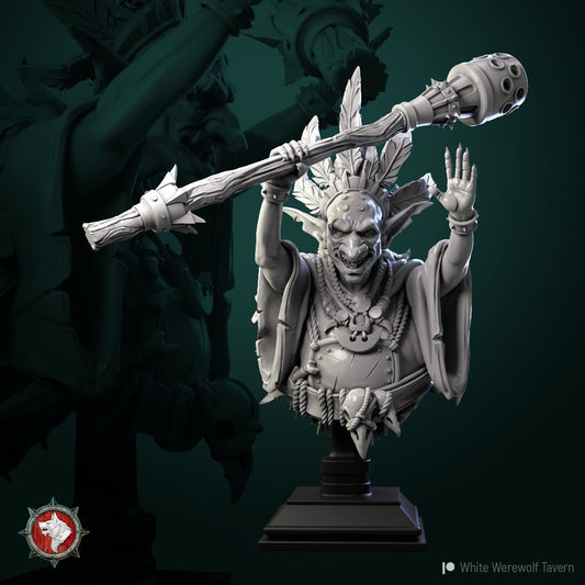 Goblin Shaman | Bust | Resin 3D Printed Miniature | White Werewolf Tavern