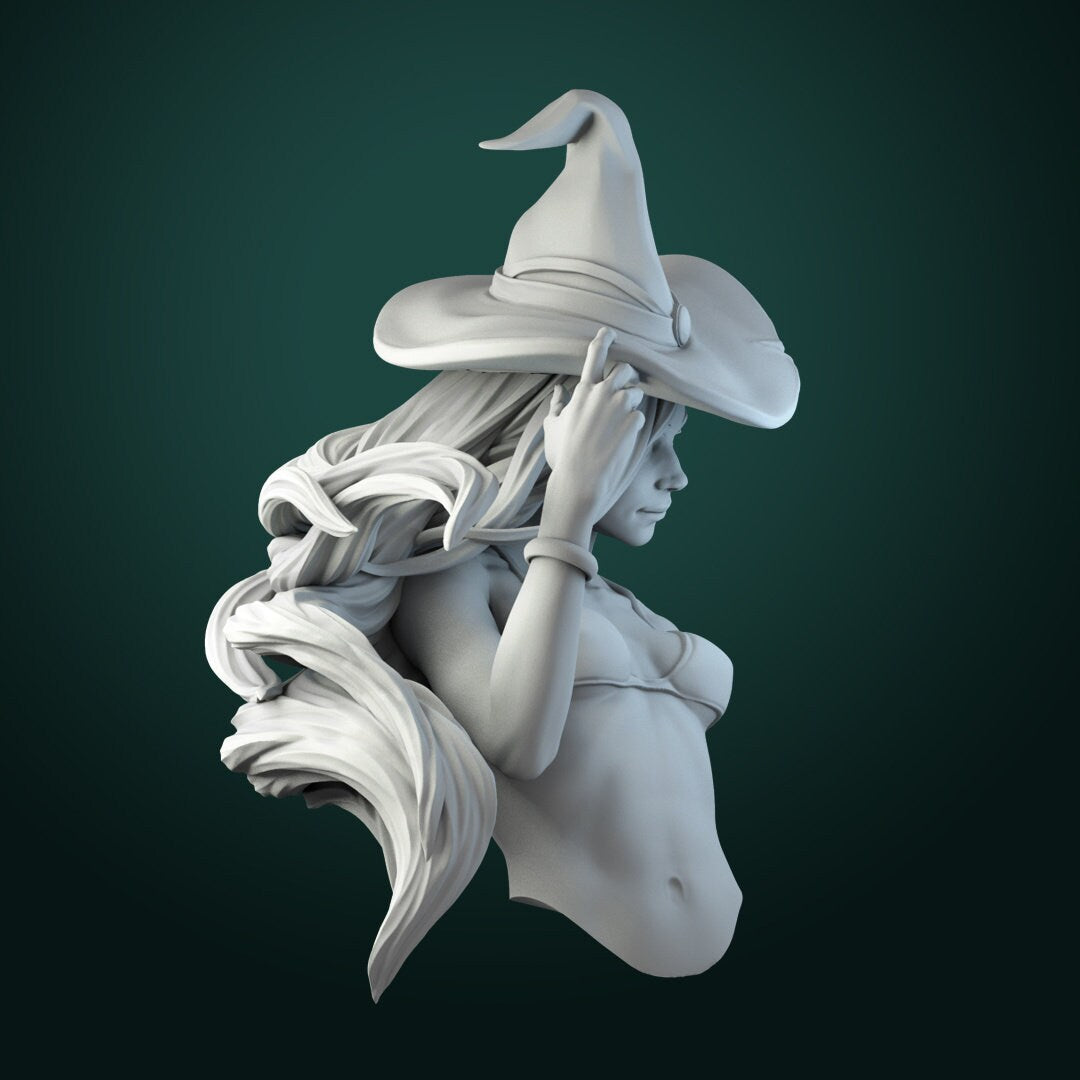 Anita The Young Witch | Bust | Resin 3D Printed Miniature | White Werewolf Tavern