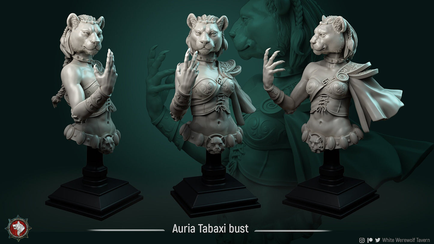 Auria Tabaxi Female | Bust | Resin 3D Printed Miniature | White Werewolf Tavern