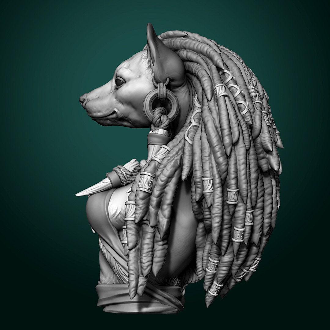 Meirsoa Gnoll Matriarch | Bust | Resin 3D Printed Miniature | White Werewolf Tavern