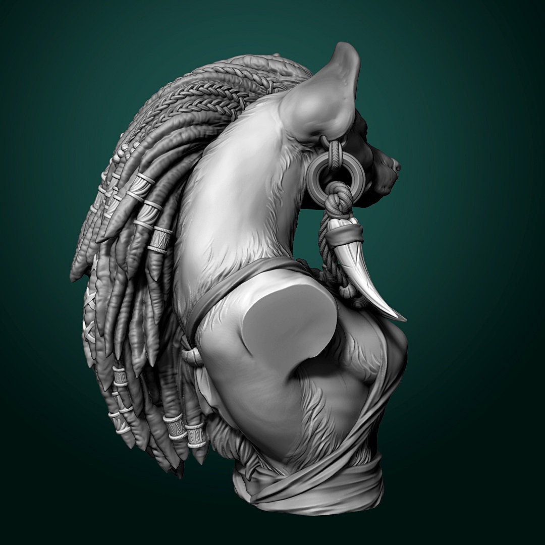 Meirsoa Gnoll Matriarch | Bust | Resin 3D Printed Miniature | White Werewolf Tavern