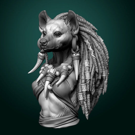 Meirsoa Gnoll Matriarch | Bust | Resin 3D Printed Miniature | White Werewolf Tavern