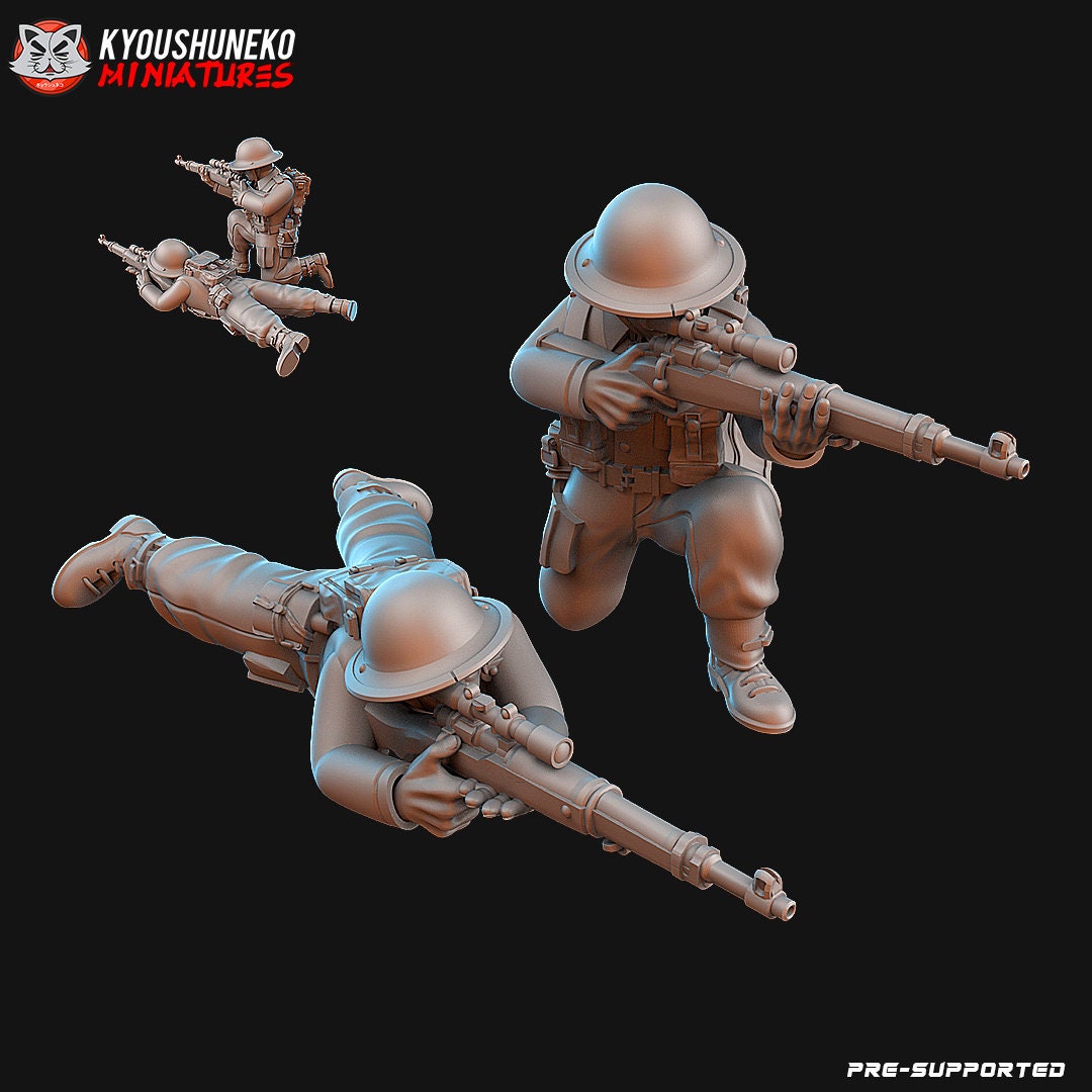 WW2 British Sniper Team | Resin 3D Printed Miniature | Kyoushuneko