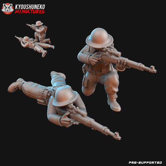 WW2 British Sniper Team | Resin 3D Printed Miniature | Kyoushuneko