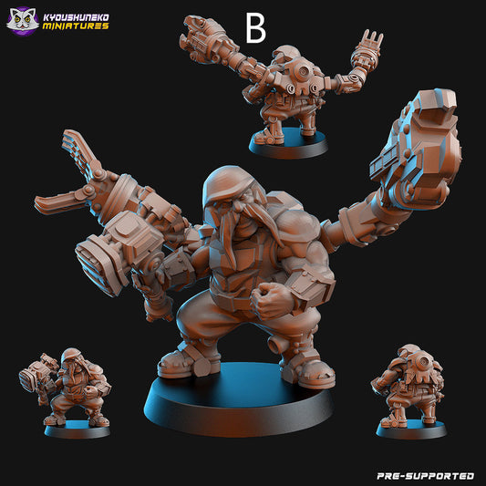 Dwarf Space Miners | Space Dwarfs / Squats / League of Votann | Resin 3D Printed Miniature | Kyoushuneko