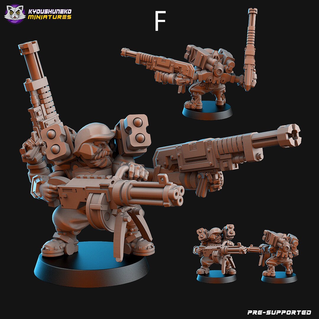 Dwarf Space Miners | Space Dwarfs / Squats / League of Votann | Resin 3D Printed Miniature | Kyoushuneko