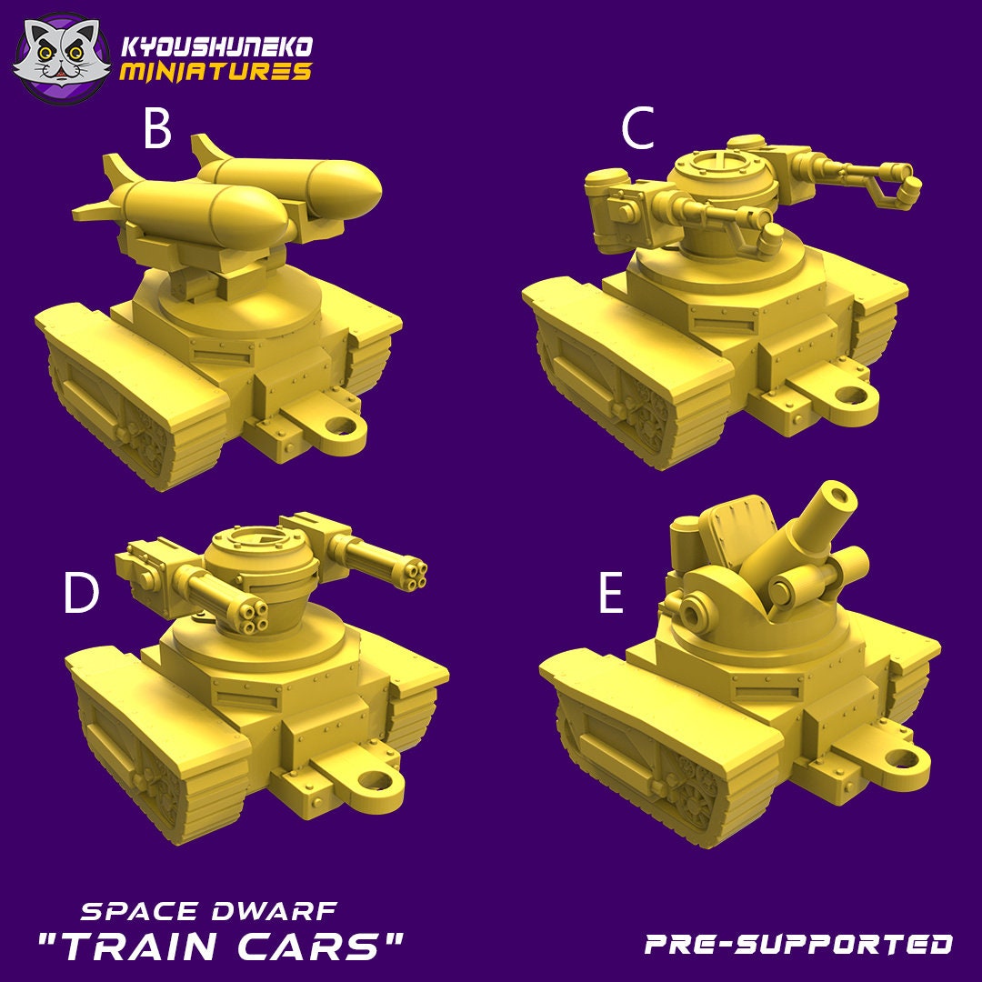 Dwarf Assault Train | 6mm/15mm/28mm Scale | Space Dwarfs / Squats / League of Votann | Resin 3D Printed Miniature | Kyoushuneko