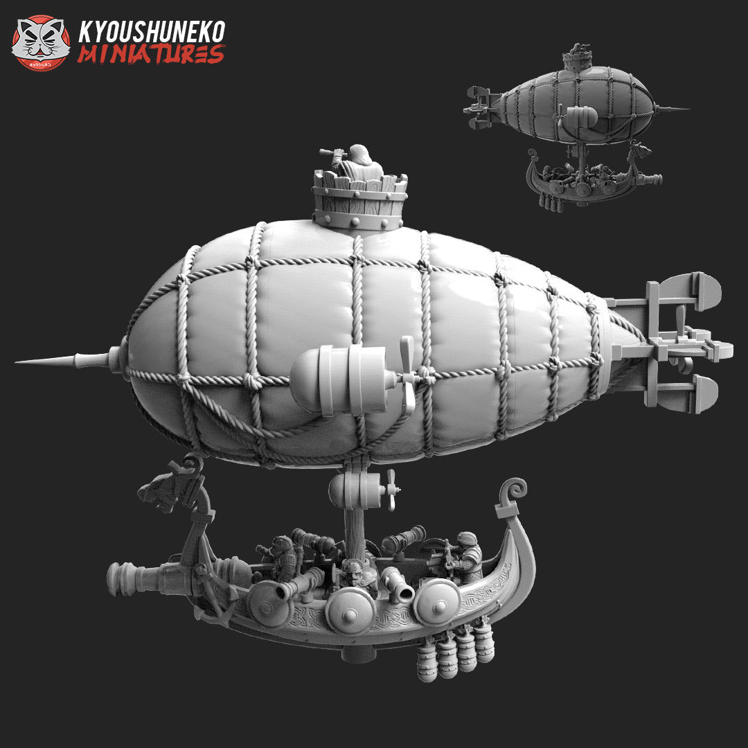 Dwarf Airship | Resin 3D Printed Miniatures | Kyoushuneko | Table Top Gaming | RPG | D&D | Pathfinder