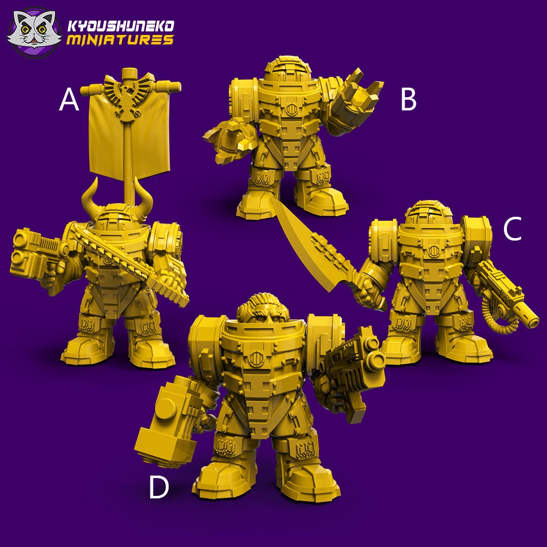 Exo Hearthknights | Space Dwarfs / Squats / League of Votann | Resin 3D Printed Miniature | Kyoushuneko