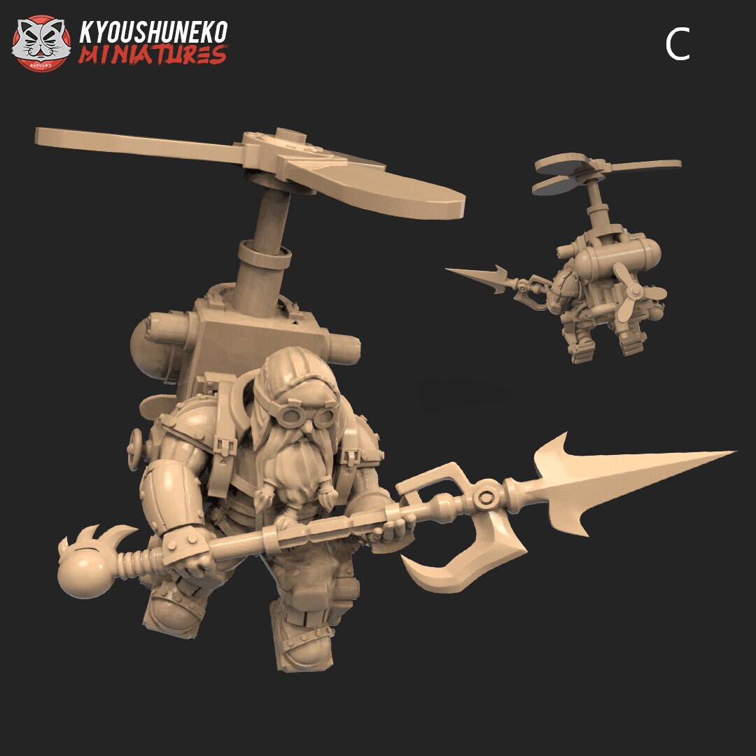 Dwarf Sky Warriors | Resin 3D Printed Miniatures | Kyoushuneko | Table Top Gaming | RPG | D&D | Pathfinder