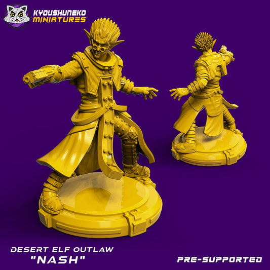 Elf Desert Outlaw | Sci-Fi / Cyberpunk | Resin 3D Printed Miniature | Kyoushuneko