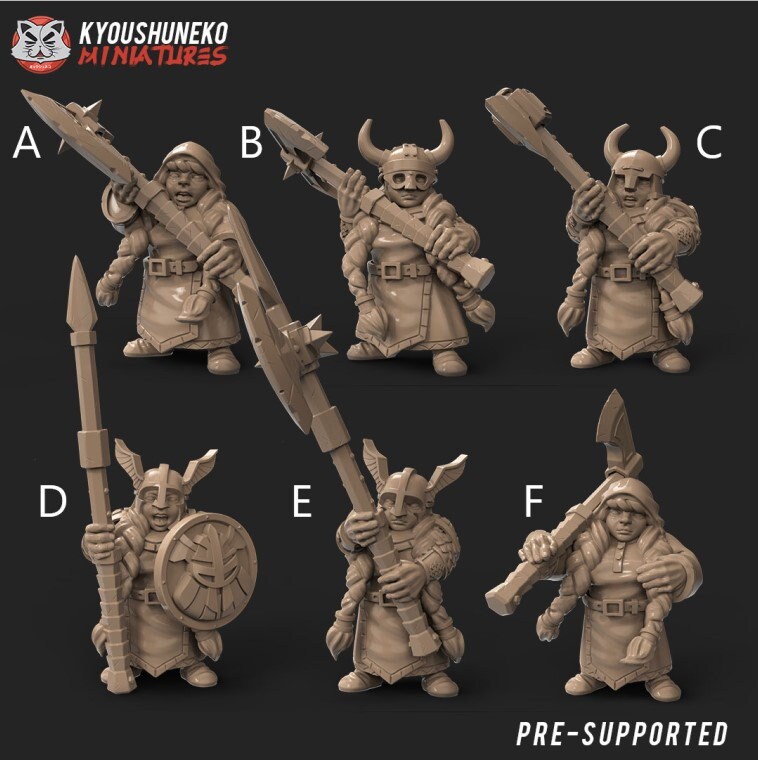 Dwarf Female Longbeards (Long Braids) | Resin 3D Printed Miniatures | Kyoushuneko | Table Top Gaming | RPG | D&D | Pathfinder