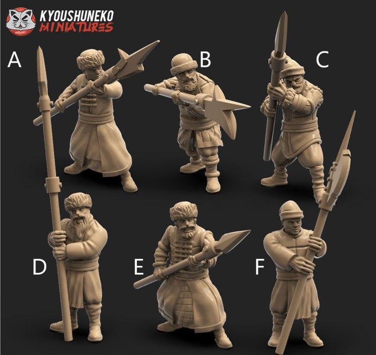 Kislev Polearmsmen / Halberdiers| Resin 3D Printed Miniatures | Kyoushuneko | Table Top Gaming | RPG | D&D | Pathfinder