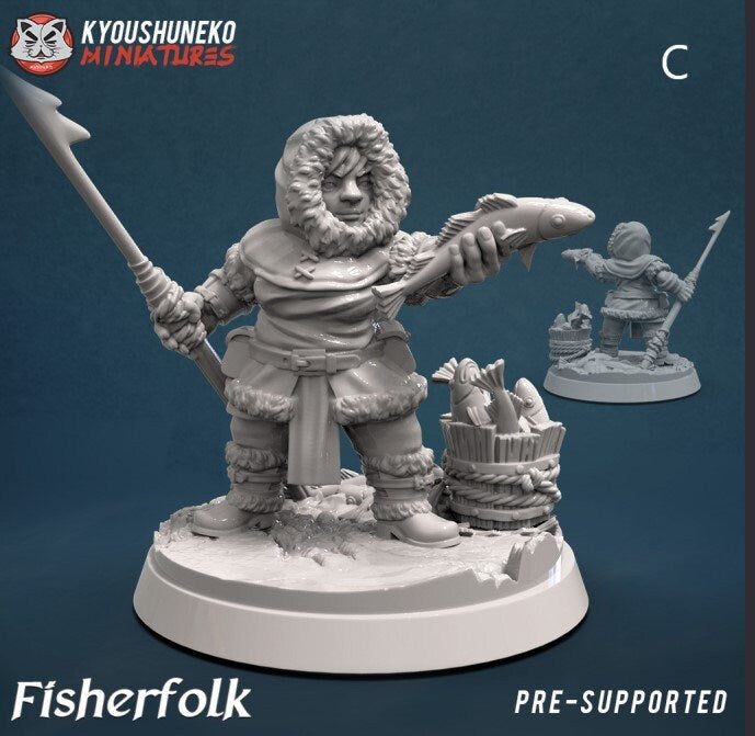 Dwarf Fishermen | Resin 3D Printed Miniatures | Kyoushuneko | Table Top Gaming | RPG | D&D | Pathfinder