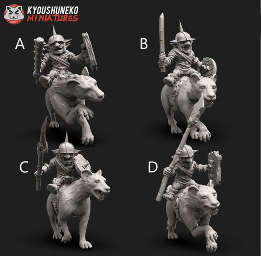 Goblin Puma Cavalry | Resin 3D Printed Miniatures | Kyoushuneko | Table Top Gaming | RPG | D&D | Pathfinder