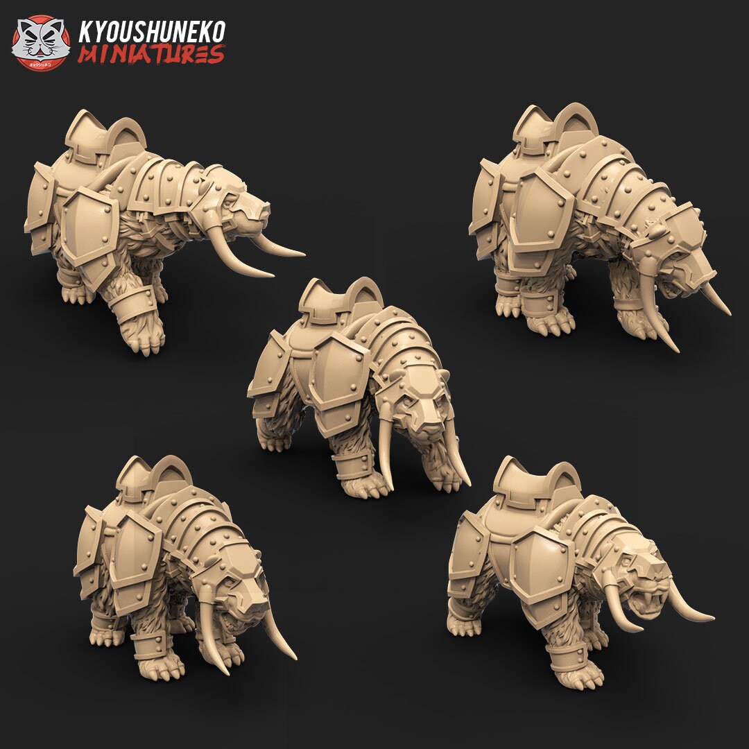Kislev Mounted Hussars | Bear or Horse Mount | Resin 3D Printed Miniatures | Kyoushuneko | Table Top Gaming | RPG | D&D | Pathfinder