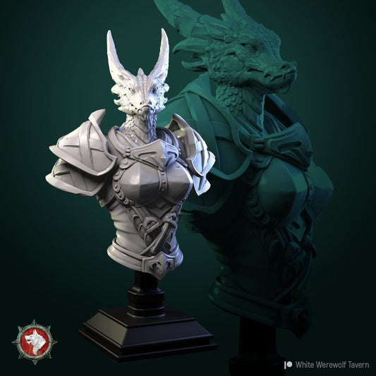 Arsha | Dragonborn | Bust | Resin 3D Printed Miniature | White Werewolf Tavern