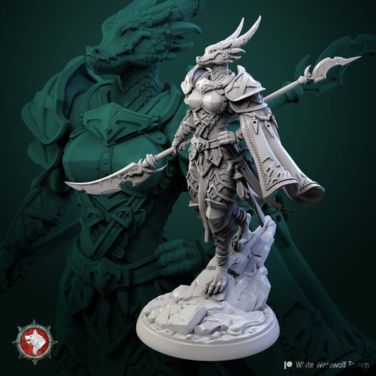 Arsha | Dragonborn | Multiple Scales | Resin 3D Printed Miniature | White Werewolf Tavern