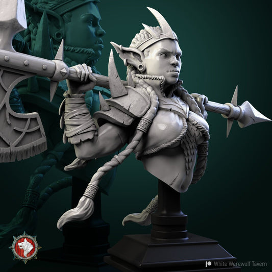 Goblin Queen | Dragonborn | Bust | Resin 3D Printed Miniature | White Werewolf Tavern