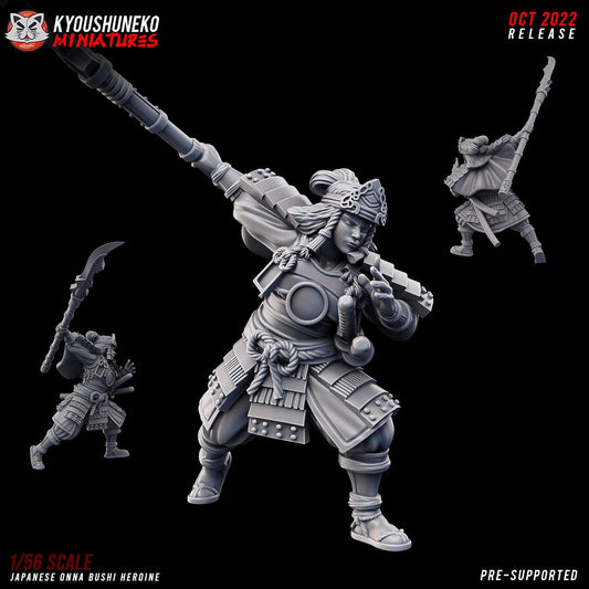 Japanese Onna Bushi Heroine | Female Warrior |  Resin 3D Printed Miniatures | Kyoushuneko | Table Top Gaming | RPG | D&D | Pathfinder
