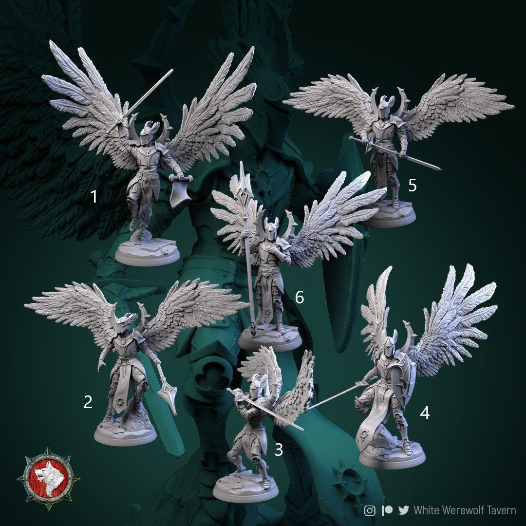 Celestial Knights | Multiple Scales | Resin 3D Printed Miniature | White Werewolf Tavern
