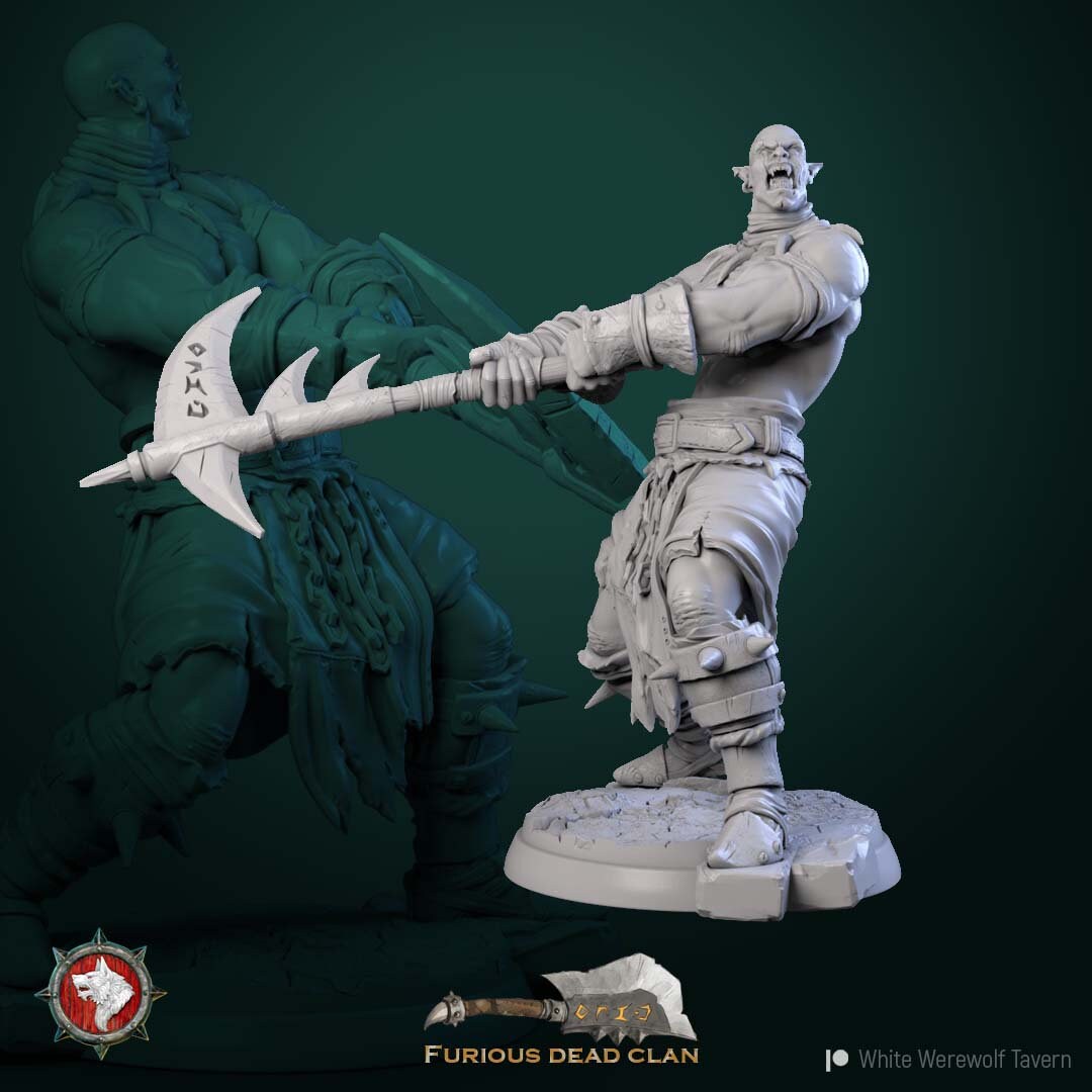 Orc Warrior Warband | Six Poses | Resin 3D Printed Miniature | White Werewolf Tavern | RPG | D&D | DnD